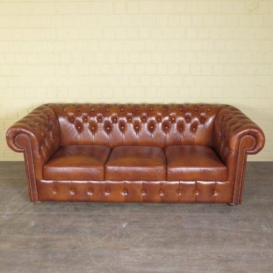 Chesterfield bankstel leer cognac 2,20 cm Chesterfield Sofa