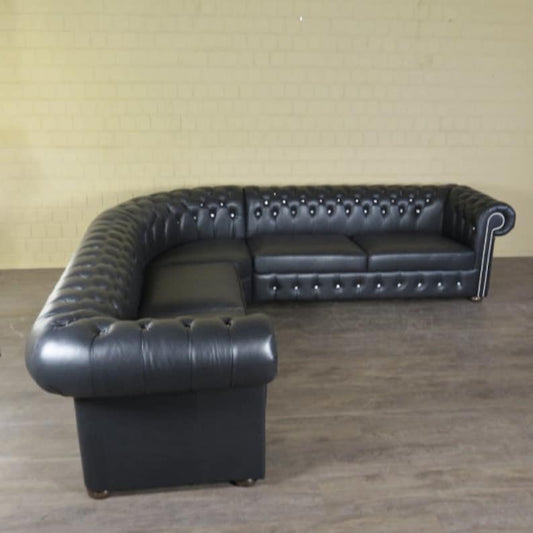 Chesterfield hoekbank hoekbank bank leer zwart 3,00 mx 2,50 m