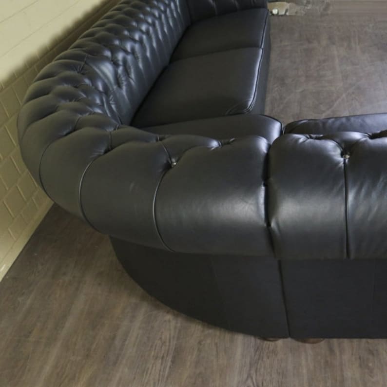 Chesterfield hoekbank hoekbank bank leer zwart 3,00 mx 2,50 m