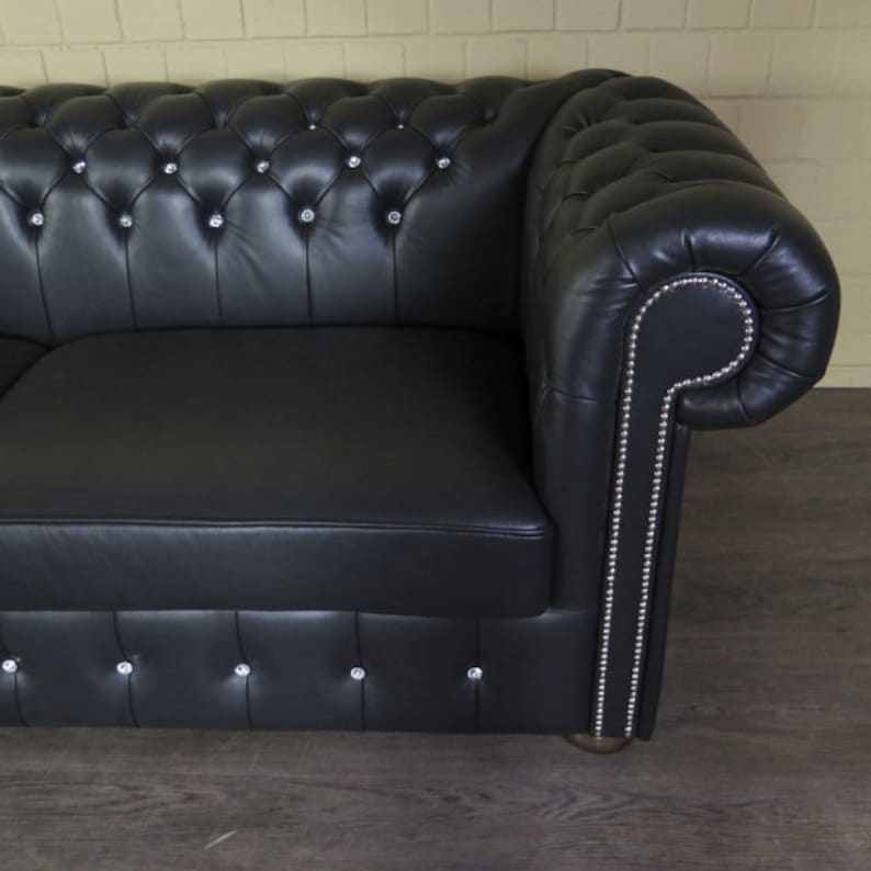 Chesterfield hoekbank hoekbank bank leer zwart 3,00 mx 2,50 m