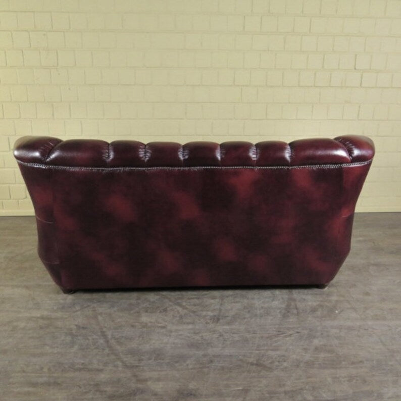 Chesterfield Couchgarnitur Rot-Schwarz 3-1-1 Leder