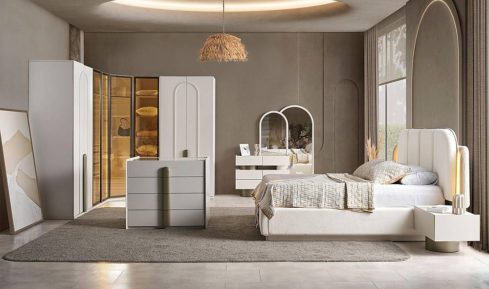 Gordion Witte Slaapkamerset – Ruimtebesparend bed met hoekkast