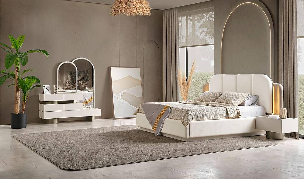 Gordion Witte Slaapkamerset – Ruimtebesparend bed met hoekkast