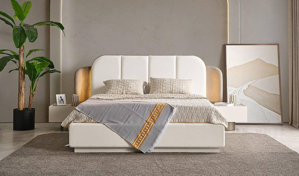 Gordion Witte Slaapkamerset – Ruimtebesparend bed met hoekkast