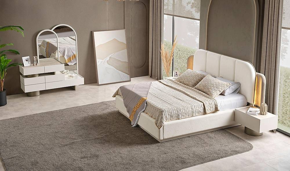 Gordion Witte Slaapkamerset – Ruimtebesparend bed met hoekkast