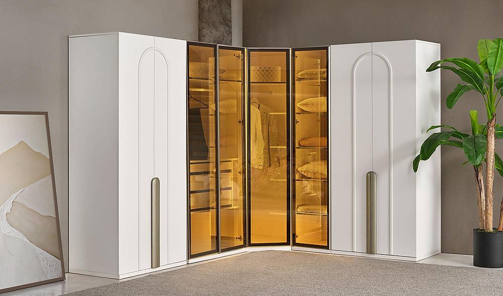 Gordion Witte Slaapkamerset – Ruimtebesparend bed met hoekkast