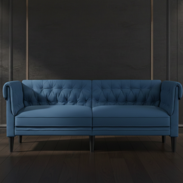 VidaXL Chesterfield 2-zitsbank – premium blauwe stof 183x75 CM
