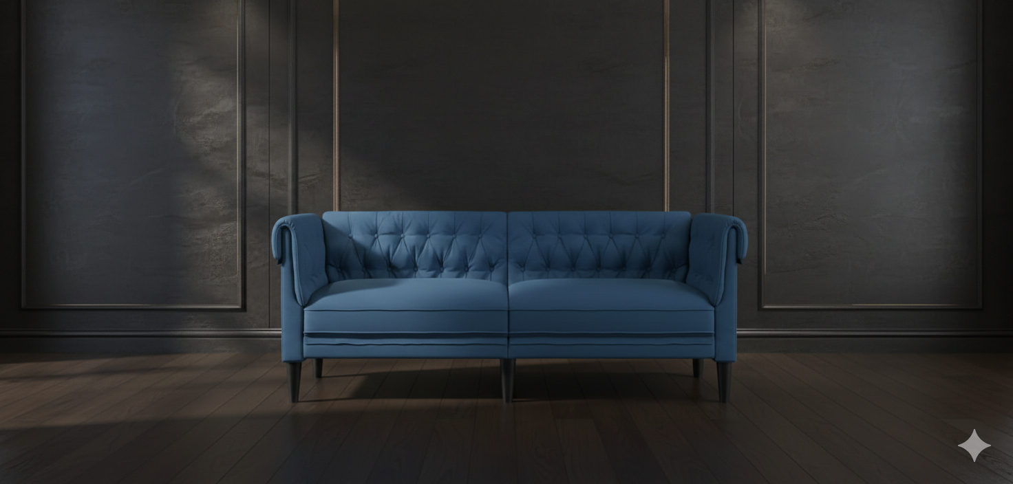 VidaXL Chesterfield 2-zitsbank – premium blauwe stof 183x75 CM