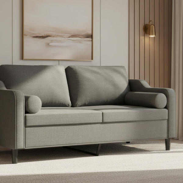 Luxe 2-zitsbank stof donkergrijs 140 cm met sierkussens