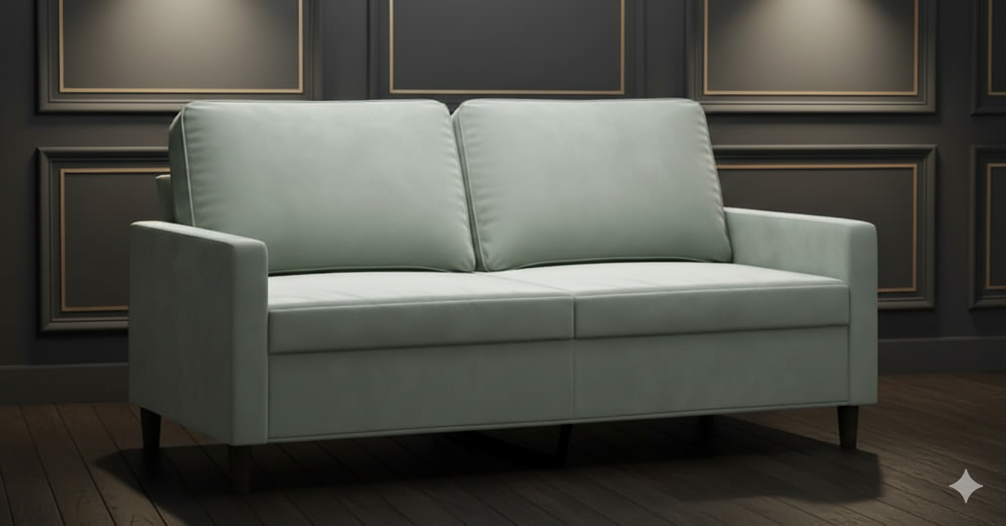 Luxe fluwelen 2-zitsbank 140 cm - lichtgrijs