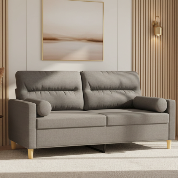 Premium 2-zits bank 140 cm - Donkergrijs stof met kussens