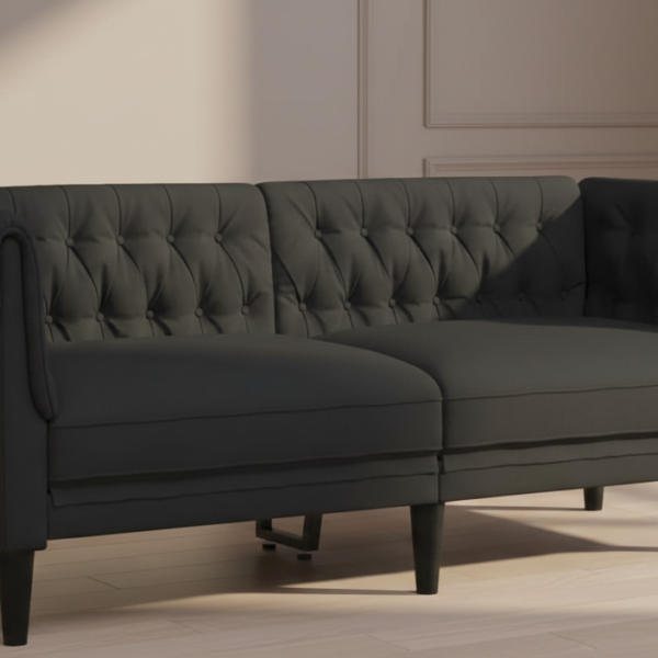 Premium Chesterfield 2-zits stoffen bank - Zwart elegant design 183x75 CM