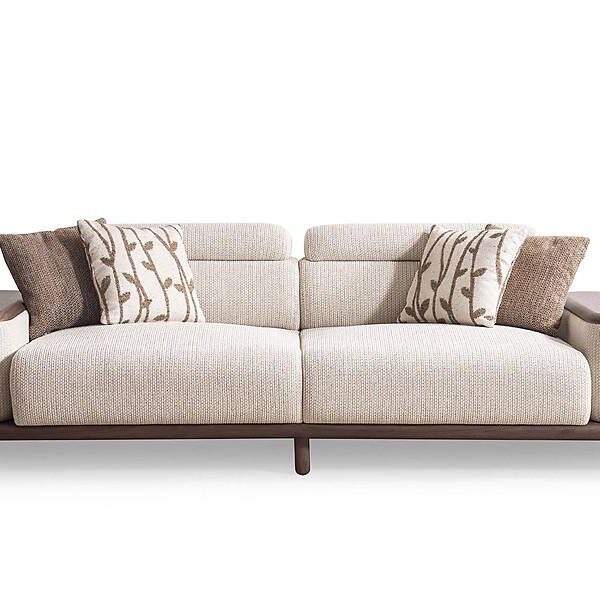 Alya driezitsbank crème - luxe houten armleuningen