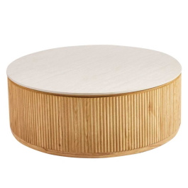DÉJA Yara – Luxe keramische salontafel rond Ø100 cm naturel