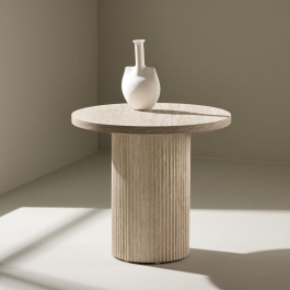 Fjôrd Härön Salontafel – Premium Beige Travertinlook Ø50 cm