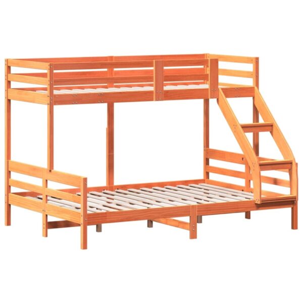 Hoogwaardig massief dennen stapelbed 90x200/140x200 – waxbruin