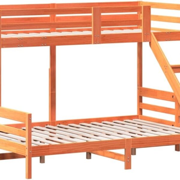 Hoogwaardig massief dennen stapelbed 90x200/140x200 – waxbruin