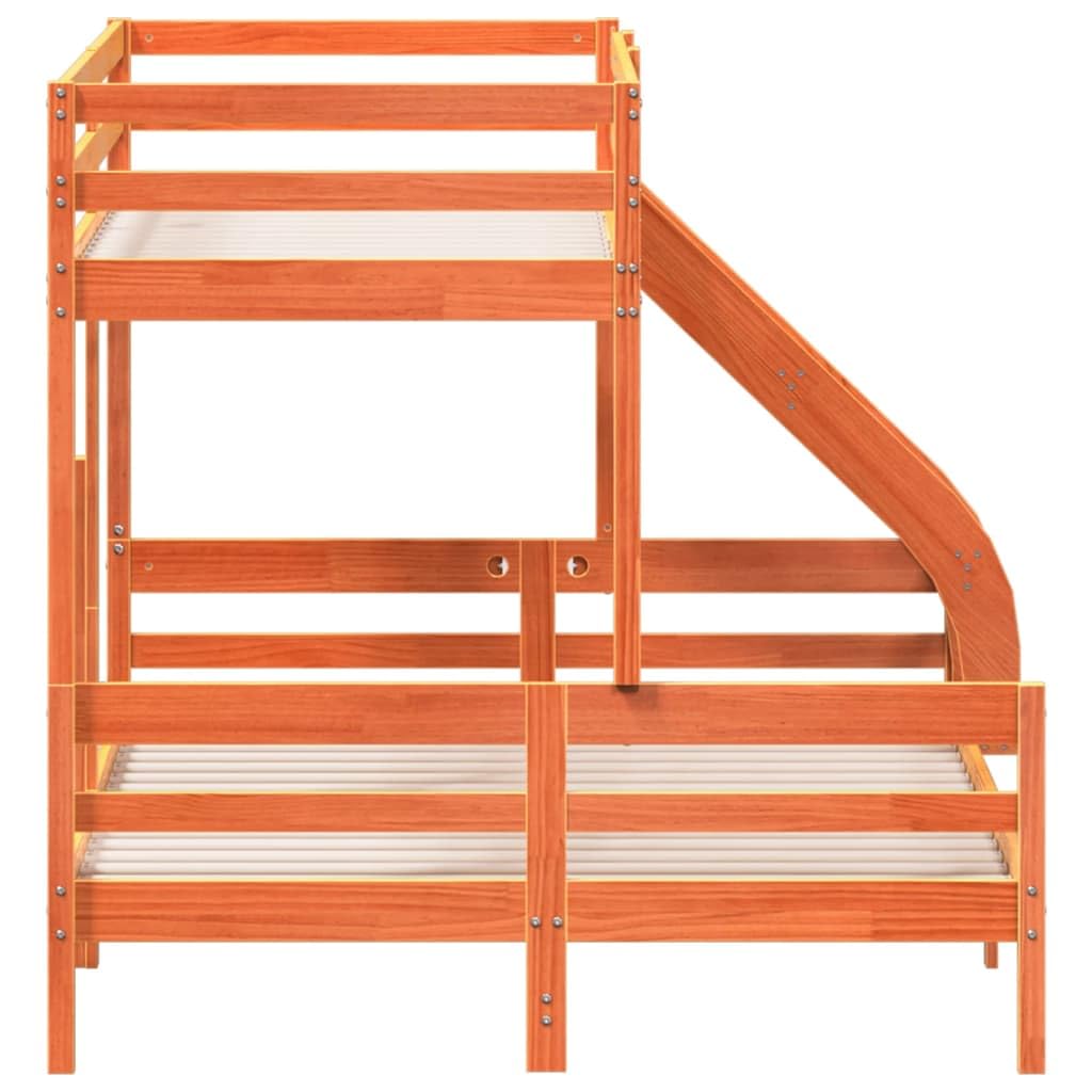 Hoogwaardig massief dennen stapelbed 90x200/140x200 – waxbruin