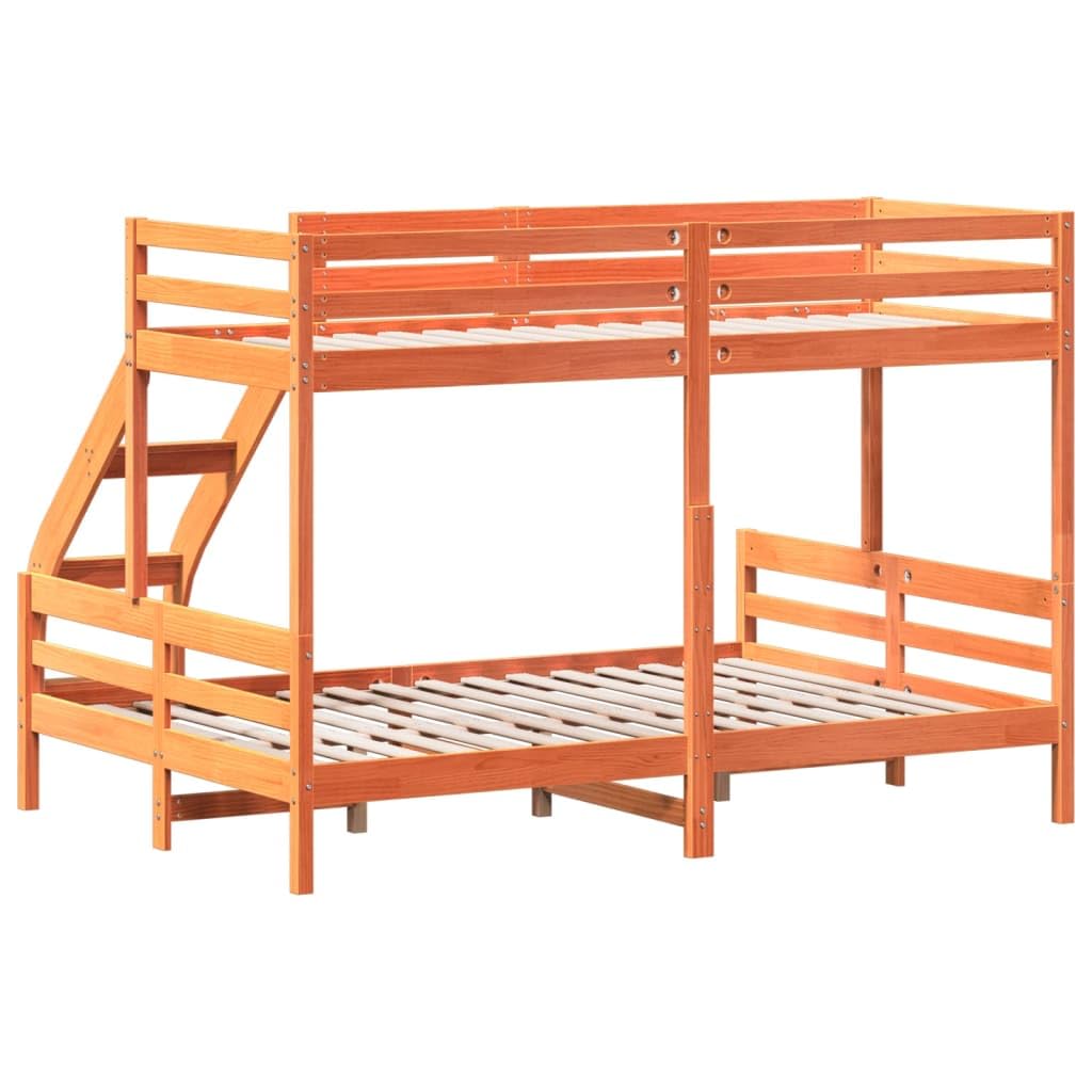 Hoogwaardig massief dennen stapelbed 90x200/140x200 – waxbruin