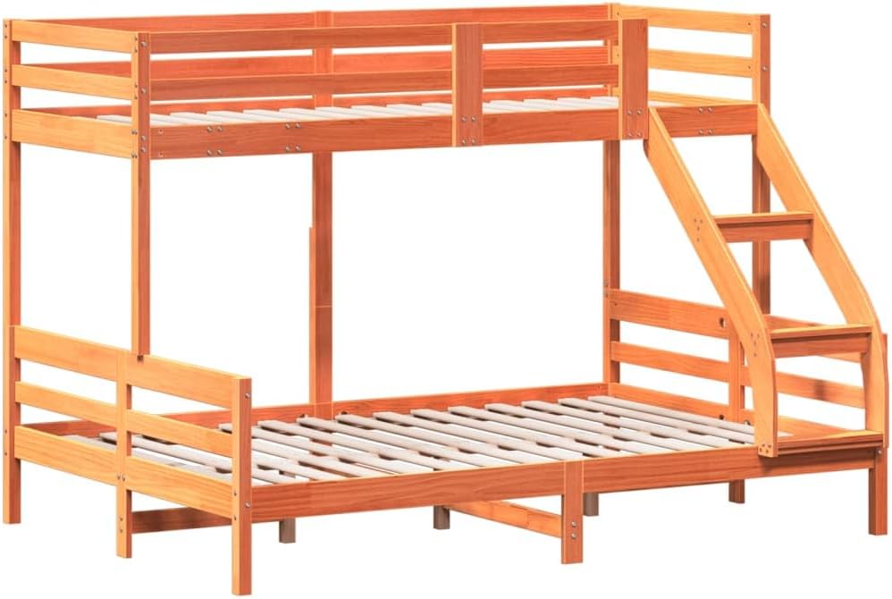 Hoogwaardig massief dennen stapelbed 90x200/140x200 – waxbruin