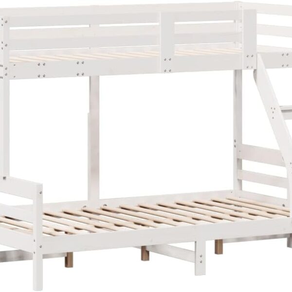 Hoogwaardig massief grenen stapelbed wit 80x200/120x200