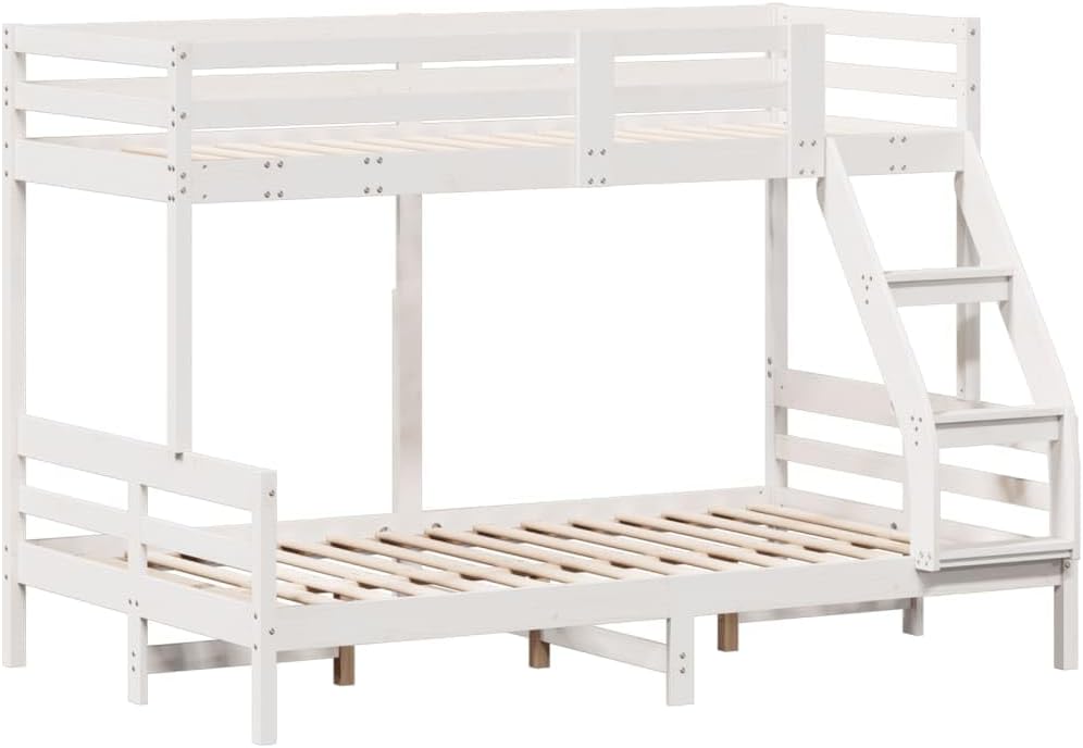 Hoogwaardig massief grenen stapelbed wit 80x200/120x200