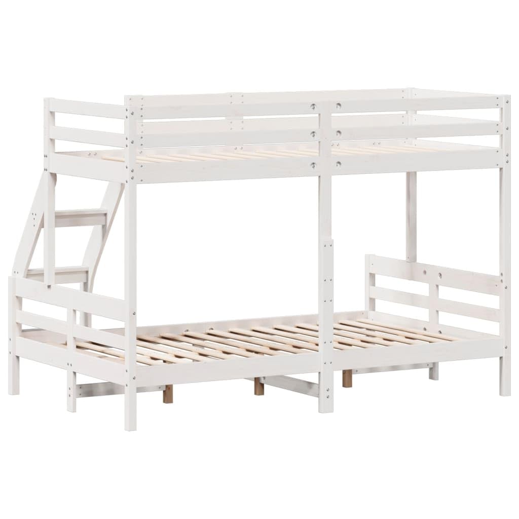 Hoogwaardig massief grenen stapelbed wit 80x200/120x200