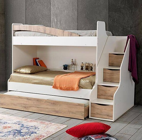 Hoogwaardig stapelbed Paris — walnoot-wit, elegant design