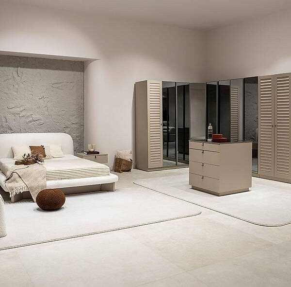 Latte slaapkamerset met opbergbed & hoekkast — ruimtebesparend