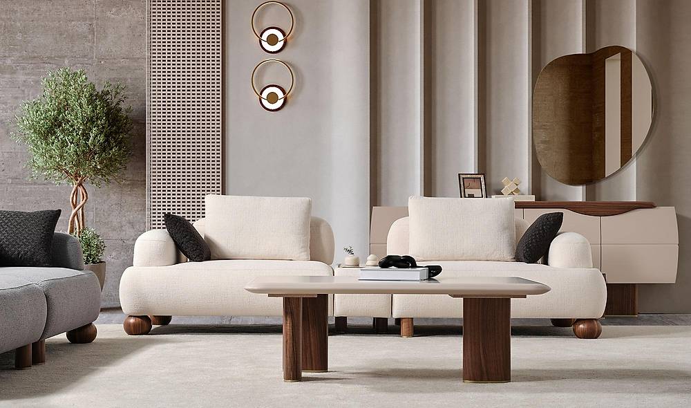 Lizay designbank met geïntegreerde salontafel — luxe