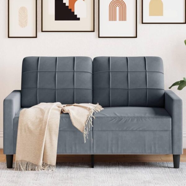 Luxe 2-zits velvetbank 120 cm — Donkergrijs, premium kwaliteit
