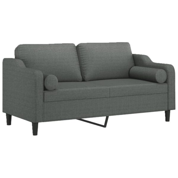 Luxe 2-zitsbank stof donkergrijs 140 cm met sierkussens