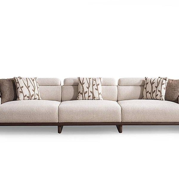 Luxe Alya 5-zits bank – crème met houten armleuningen