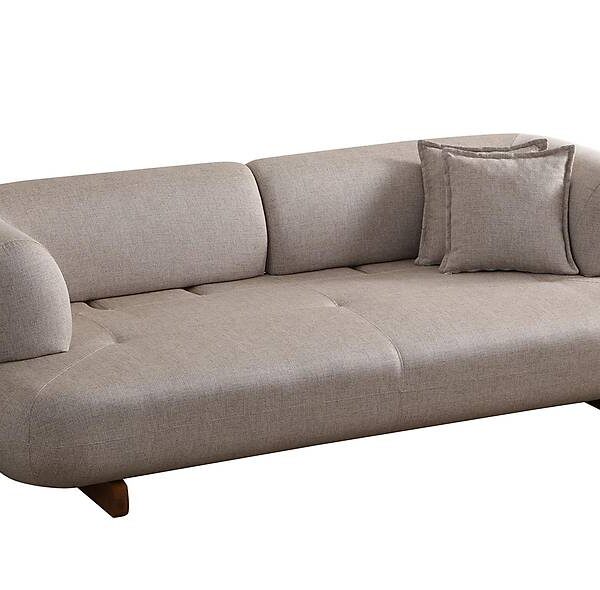 Luxe bruine slaapbank met stevige houten poten