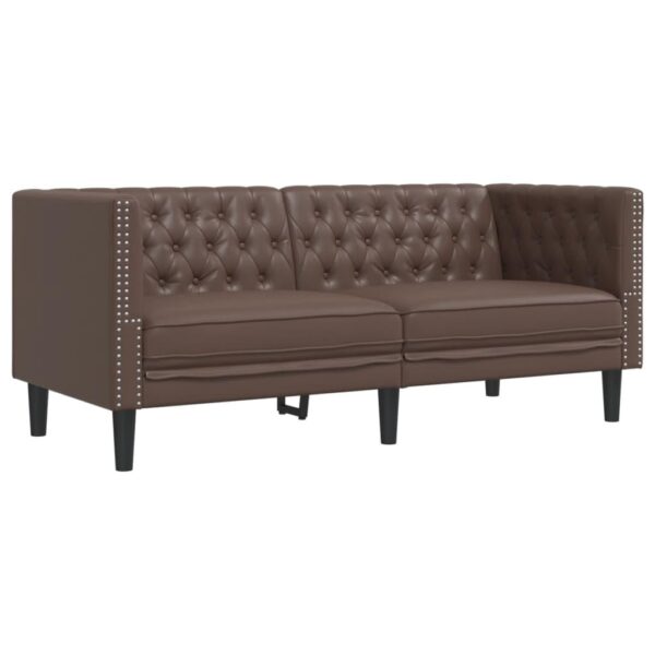 Luxe Chesterfield 2-zits bank bruin kunstleer