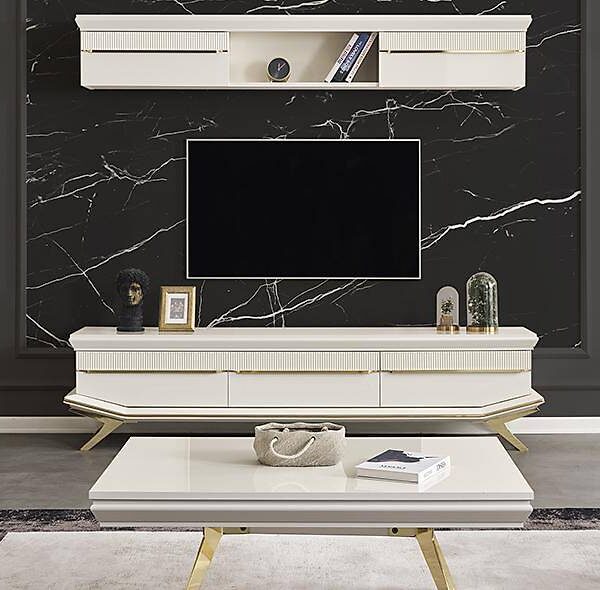 Luxe Clara Ekru TV-meubel met gouden accenten