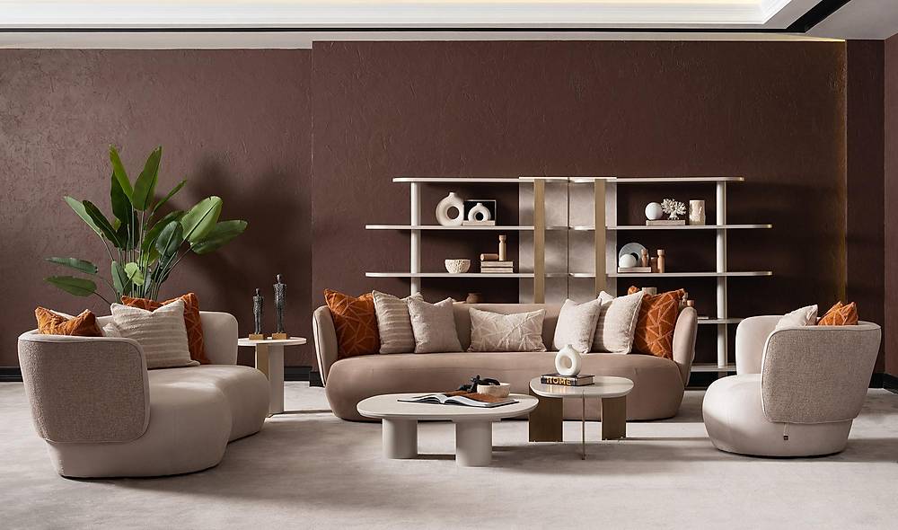 Luxe Dovita bankstel in koffiebruin — premium kwaliteit