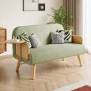 Luxe fluwelen slaapbank 2-zits, lichtgroen, verstelbaar & uitschuifbaar