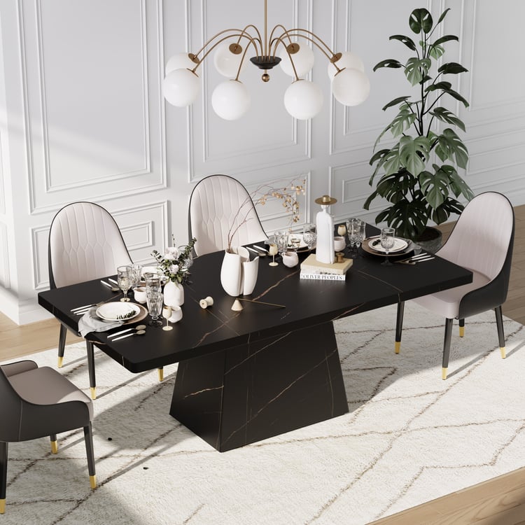 Luxe kunsttravertin eettafel 200 cm — modern binnen & buiten