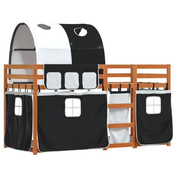 Luxe massief grenen stapelbed 90x200 met gordijn