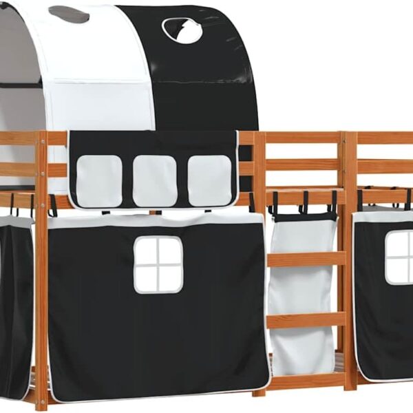 Luxe massief grenen stapelbed 90x200 met gordijn