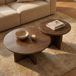 Luxe ronde salontafel Helsinki 80 cm — Donkerbruin