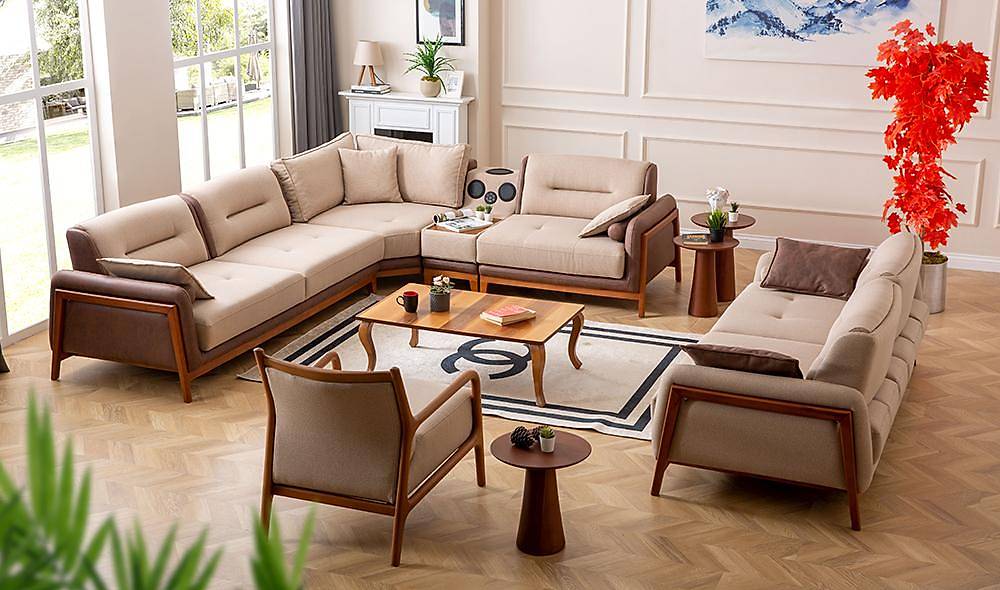 Luxe Trabzon beige hoekbank — premium comfort en stijl