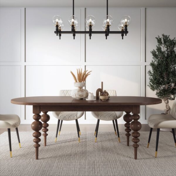Luxe uittrekbare ovalen eettafel 4-8 pers. antiek notenhout