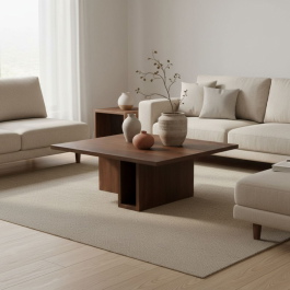 Luxe vierkante salontafel Onni 85 cm - donkerbruin