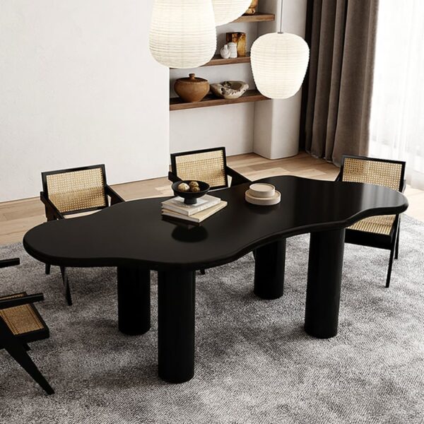 Luxe zwarte 6-persoons eettafel - modern 4-poot design