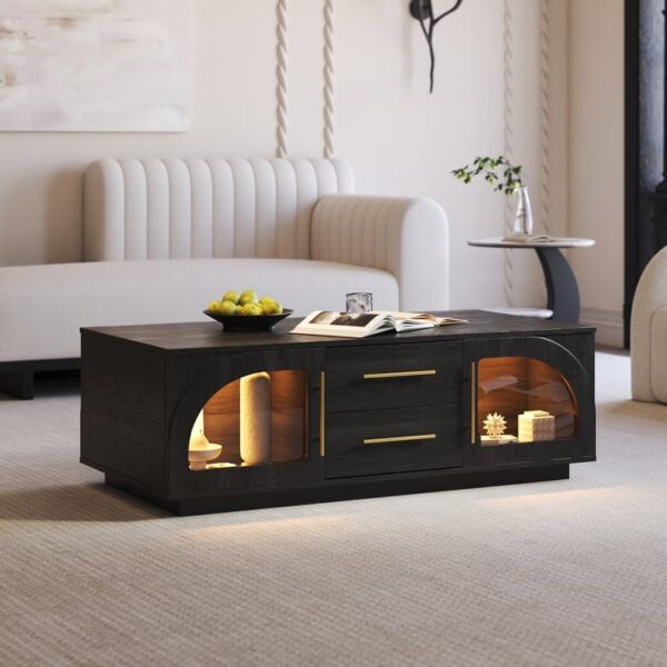 Luxueuze Arune 120 cm salontafel met LED & glazen deuren