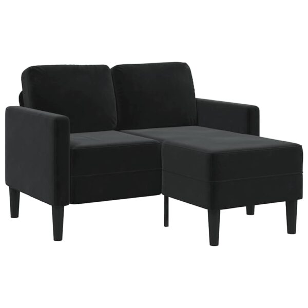 Luxueuze fluwelen 2-zits loungebank L-vormig – Zwart