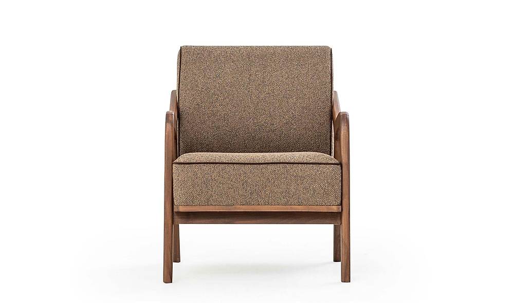 Marie Berjer: Luxe fauteuil met houten armleuningen, bruin