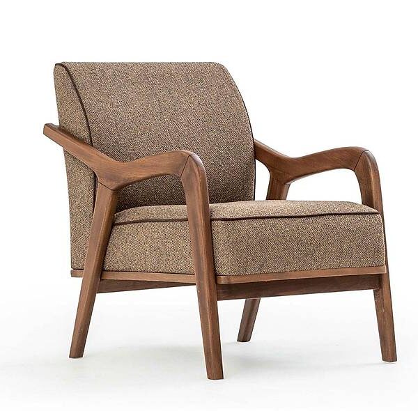 Marie Berjer: Luxe fauteuil met houten armleuningen, bruin